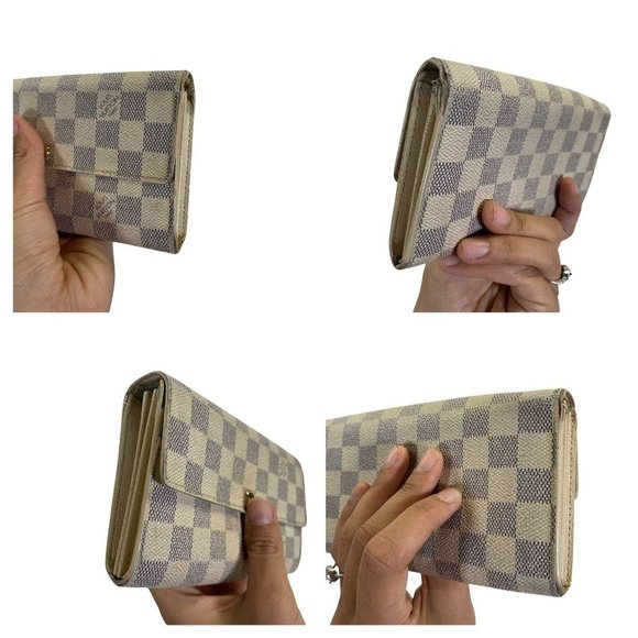 AUTHENTIC Louis Vuitton  WALLET LV Long Portefeuille Sarah White Damier Azul 183 - Picture 4 of 13